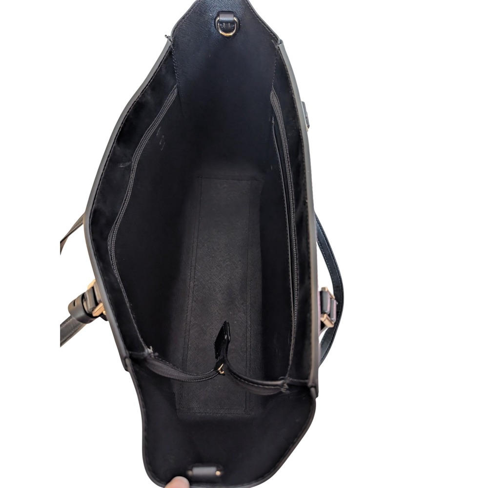 Michael Kors Black Saffiano Leather Tote Bag Gold Tone Hardware Zip Top - Picture 8 of 8